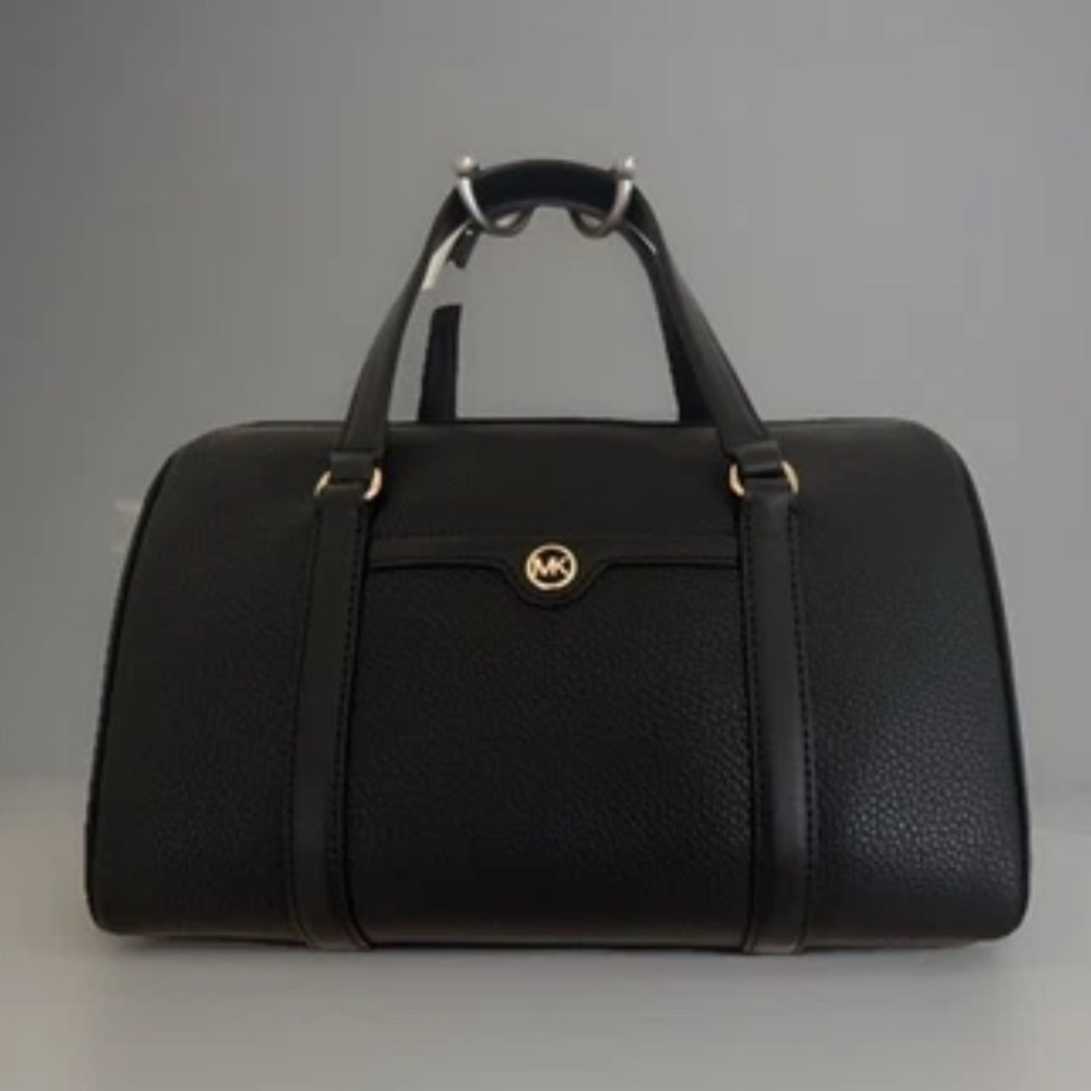 NWT Michael Kors Purse Medium Duffle Satchel Crossbody Bag Black Leather MK